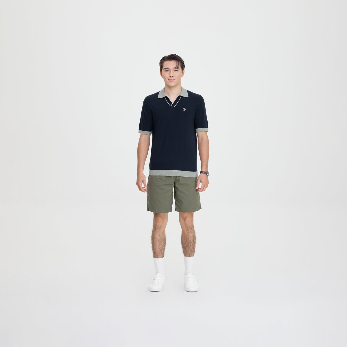 U.S. Polo Assn. Men’s Regular Fit Interlock Polo Shirt เสื้อโปโล สี Navy